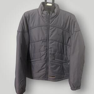 Vintage Y2K Oakley Software Center Logo Insulated Nylon Jacket Grey Mens XL